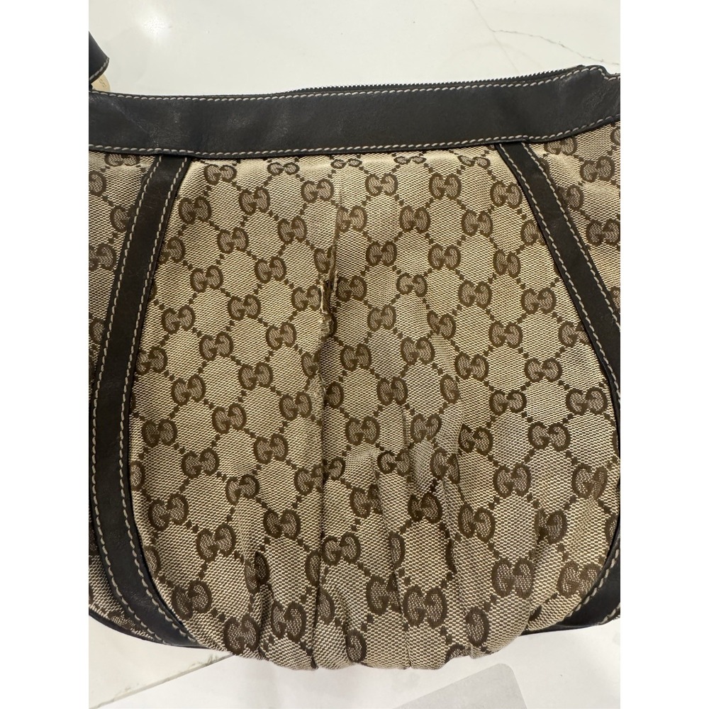 Gucci Abbey Crossbody Shoulder Bag 203257 Gg Canvas Leather Beige Dark Brown/COA - Picture 3 of 7
